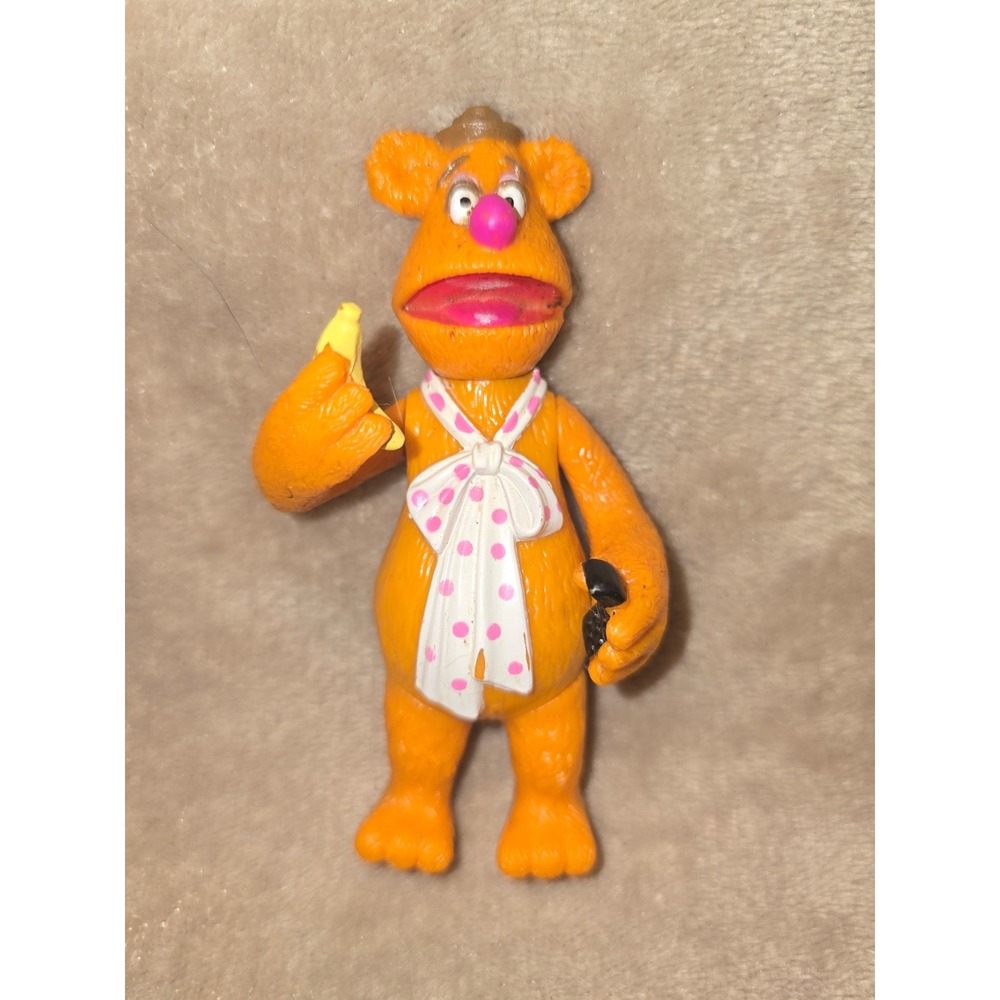 Vintage Jim Henson Muppets Fozzie Bear Figure Jack in the Box Toy PVC Figurine